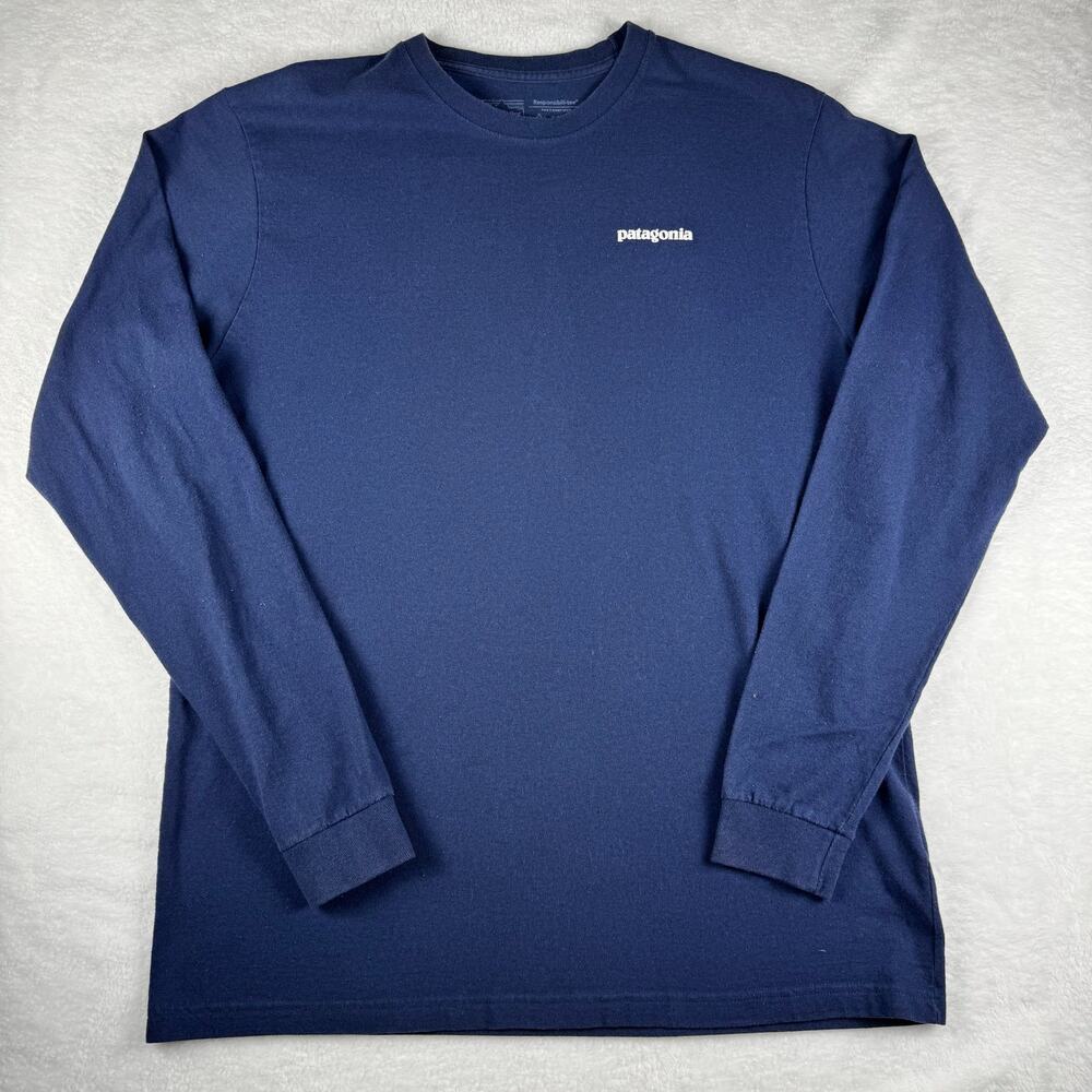 Patagonia Long‎ Sleeve Graphic Tee Shirt Men’s M Blue Logo Outdoor Casual